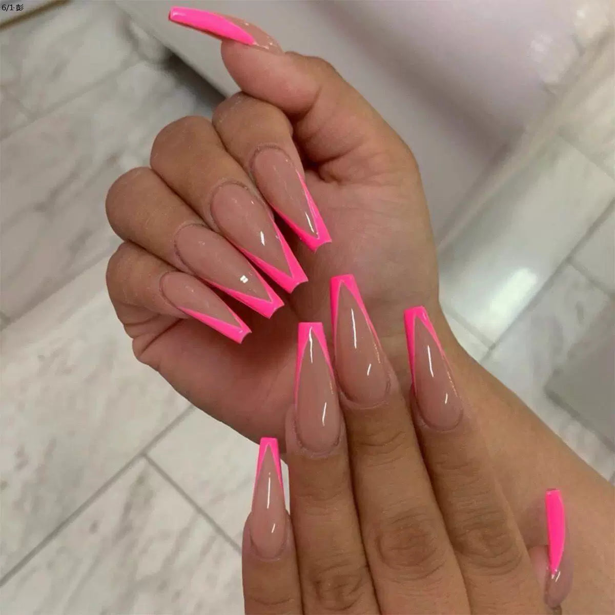 (Hand made nail) European and American style ballet long style nail patch fake nail product nail patch detachable and reusable for wearing nails
