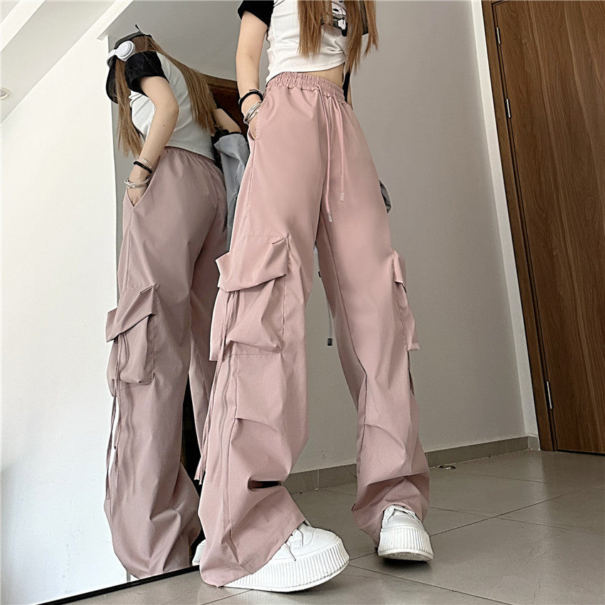 Dopamine pants Free shipping Tattoo American college dopamine babes overalls women's spring and summer original versatile loose hip-hop trousers hip-hop wide-leg trousers