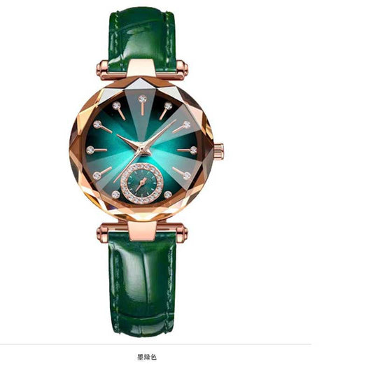 Fashion women's watchTiktok Gift Popular Small Green Watch Belt Fashion Waterproof Women's Light Luxury Quartz Watch Simple Steel Belt Women's Watch