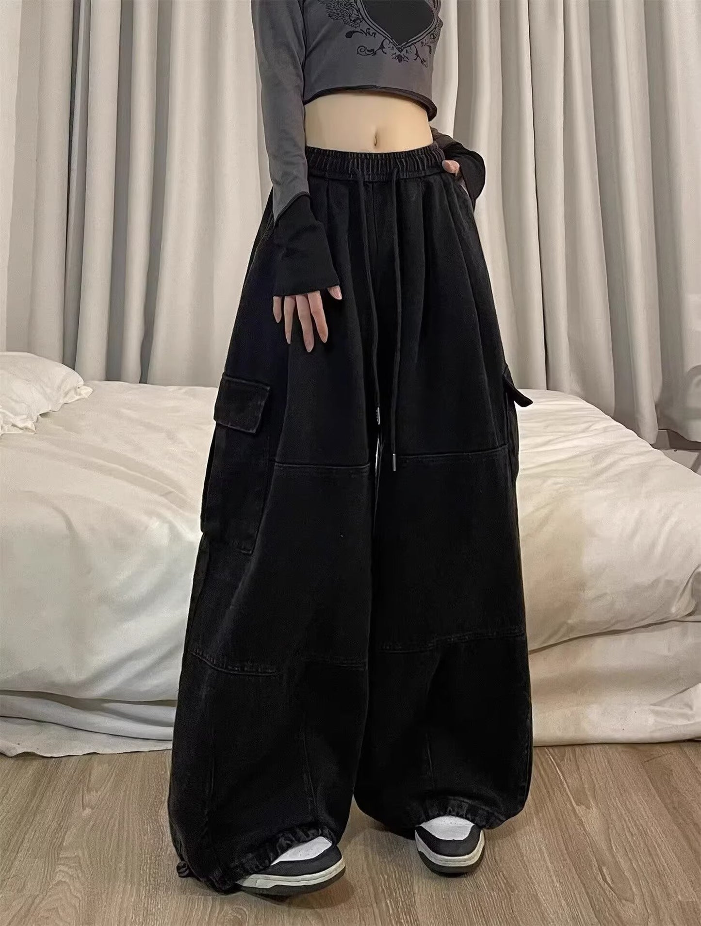 Dopamine pants Free shipping Tattoo 2024 new dopamine thin casual pants niche simple loose straight tied feet hip hop color overalls tide