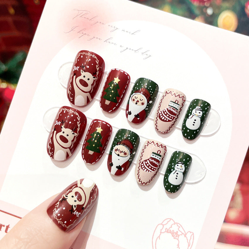 Fashion  nail New Christmas Fake Nails Christmas Gift Wear Nail Polish Piece Wearable Nail Patch Nail Art Wholesale P170