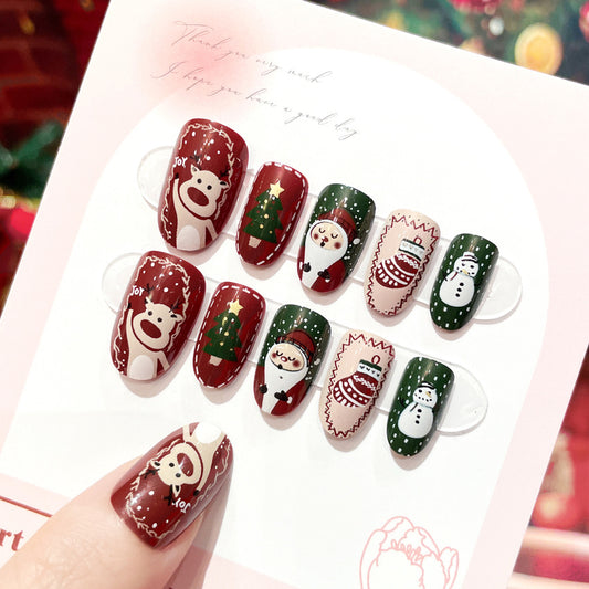 Fashion  nail New Christmas Fake Nails Christmas Gift Wear Nail Polish Piece Wearable Nail Patch Nail Art Wholesale P170