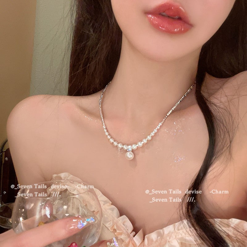 西太后镶钻珍珠项链项坠女法式复古时尚气质锁骨链高级感项饰批发