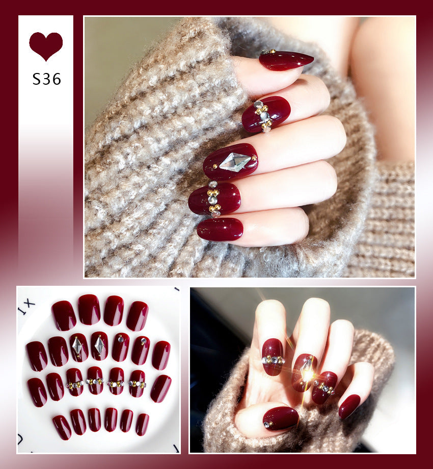 Fashion  nail Tina Wear Fake Nails Manicure Bridal Patch 24 Pieces Fake Nails Waterproof Nail Shaped Piece Collection