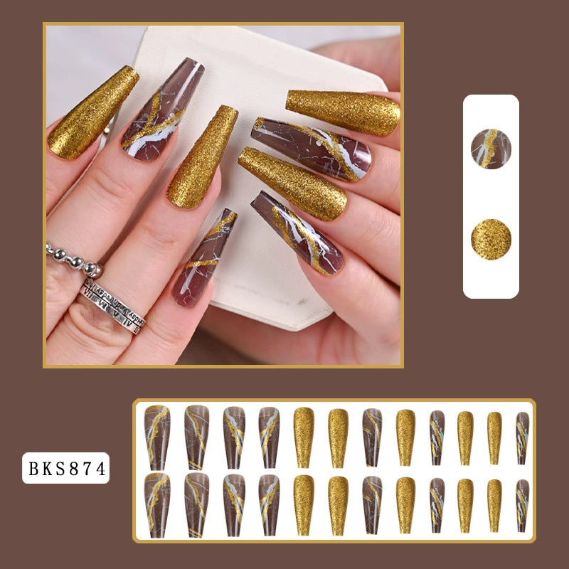 (Hand-made nail)美甲贴片nails穿戴甲长款欧美假指甲美甲贴片穿戴甲甲片成品