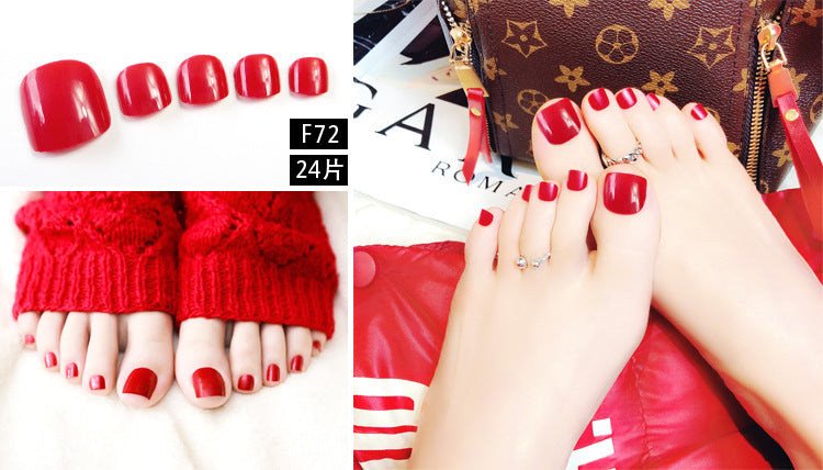 Fashion  nail Tina Finished Nail Beauty Fake Nail Patch Nail Solid Color Toenail Nail Sticker Nail Shaped Piece 24 Pieces F Series