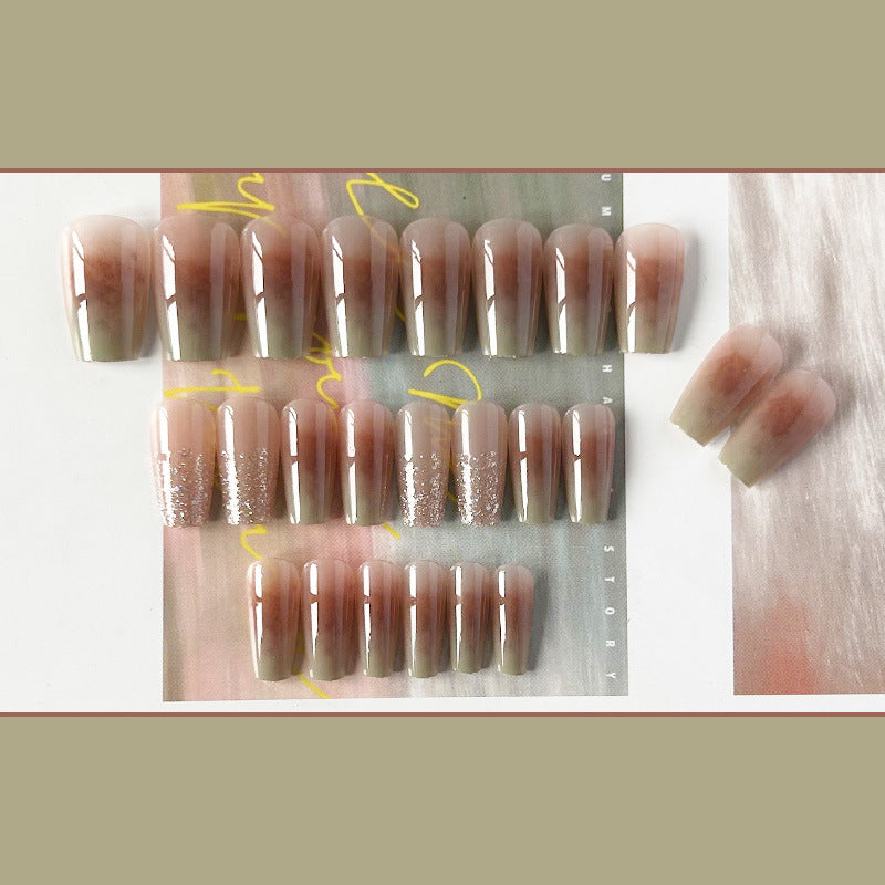 盐湖日落穿戴甲腮红指甲贴片晕染美甲片氛围感假指甲美甲贴片成品
