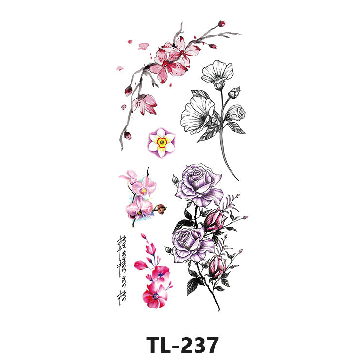 Free shipping Tattoo Factory Wholesale Fresh Tattoo Sticker Men's and Women's Flower Tattoo Stickers in Stock Direct Selling to Map Colorful Flowers