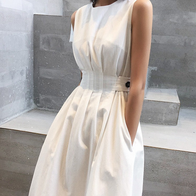 Fashion women's wear  Women's Clothing Sleeveless Dress Graceful Shift Dress Waist Mid-Length Slimming Slip Dress