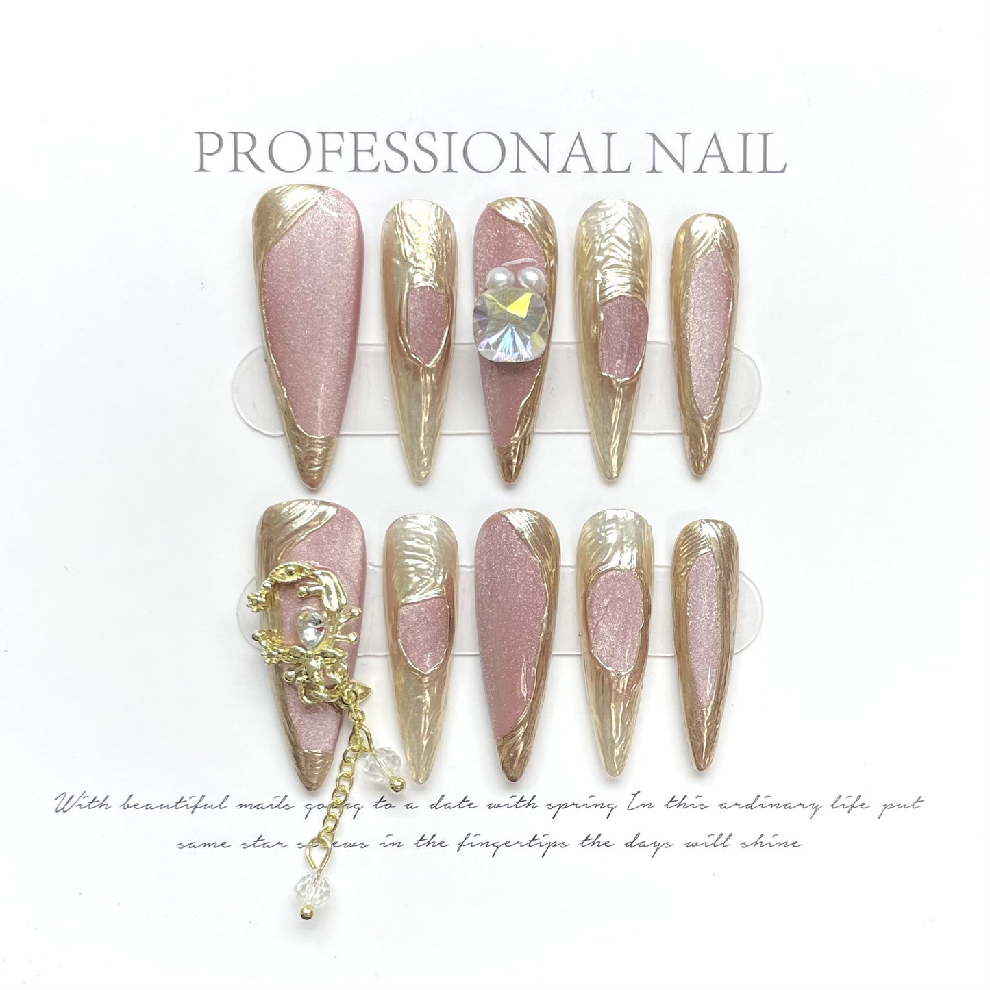 (reusable nail)Daughter and celebrity gentle Buqilatifeng manicure Crystal cat's eye in autumn and winter wearing a long hand-made detachable.