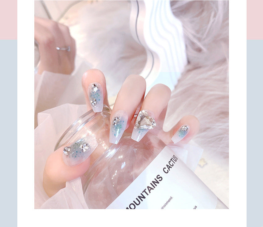 Fashion  nail Pure Desire Nail Beauty Piece Fake Nail Patch Wear Nail Finished Product Nail Tip Nail Tip Rhinestone Love Nail Stickers Remove Nail X72