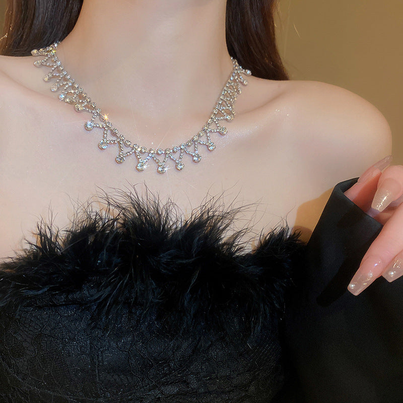 Diamond  jewelry Oval necklace Fashion high touch collarbone chain niche design high-cold-wind styl  necklaces