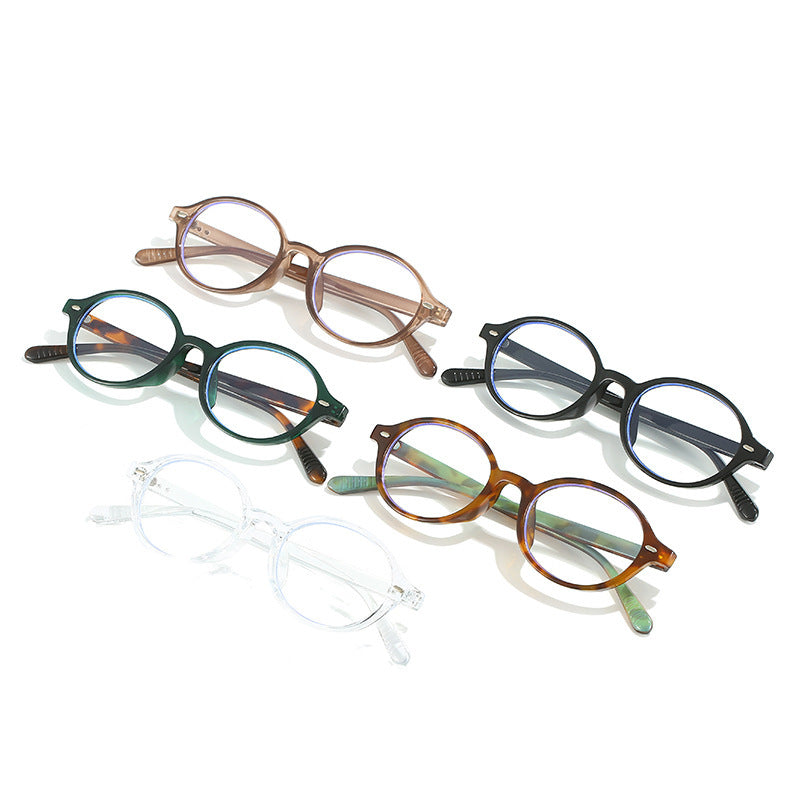 Women's fashion glasses 椭圆小框米钉眼镜框防蓝光韩版潮流眼镜架复古文艺平光镜小清新女