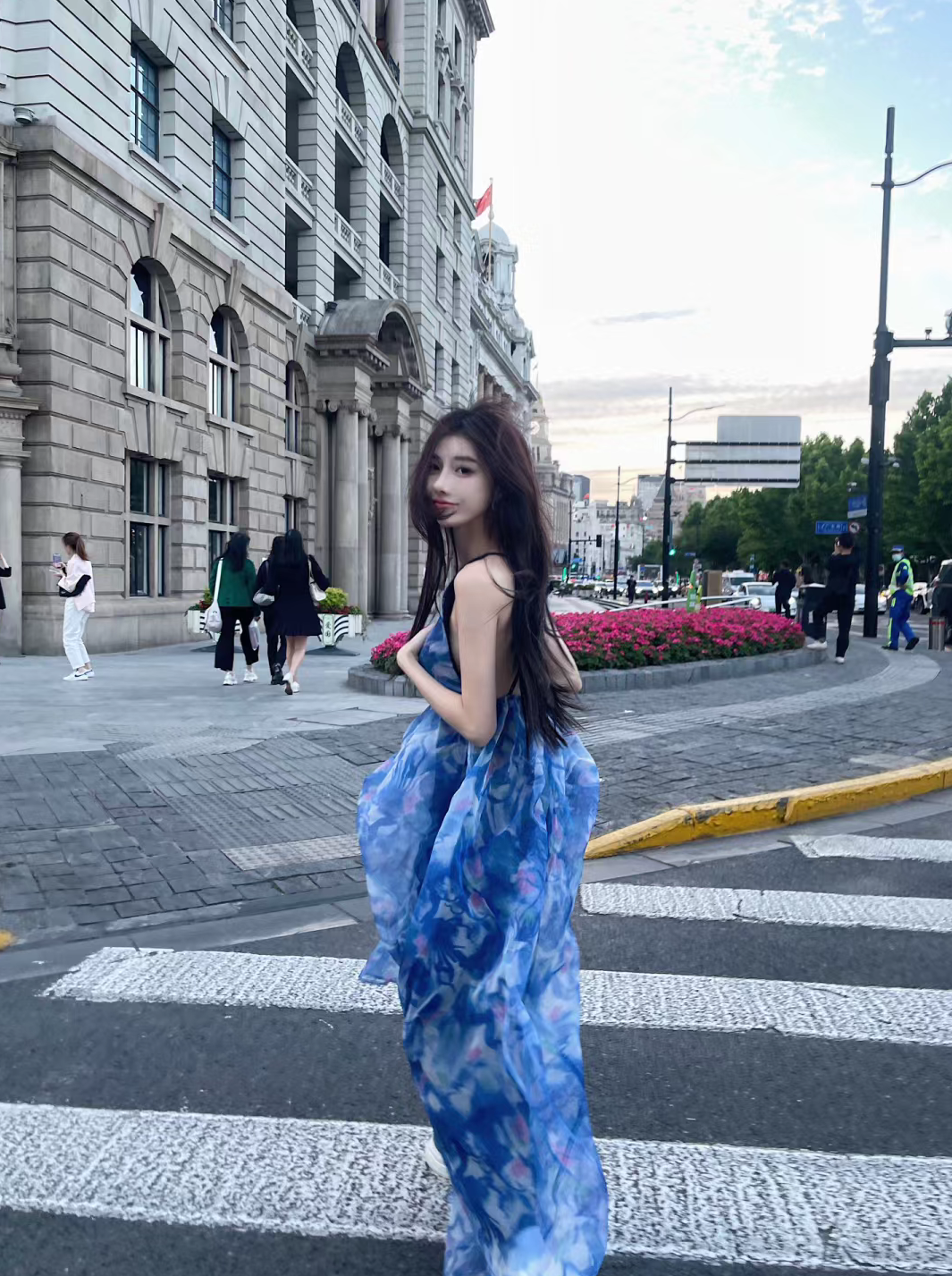 Fashion women's wear Pure Floral Strap Dress Women's Summer A- line Dress Long Dress Seaside Vacation Beach Dress Fairy Dress Sense of Atmosphere