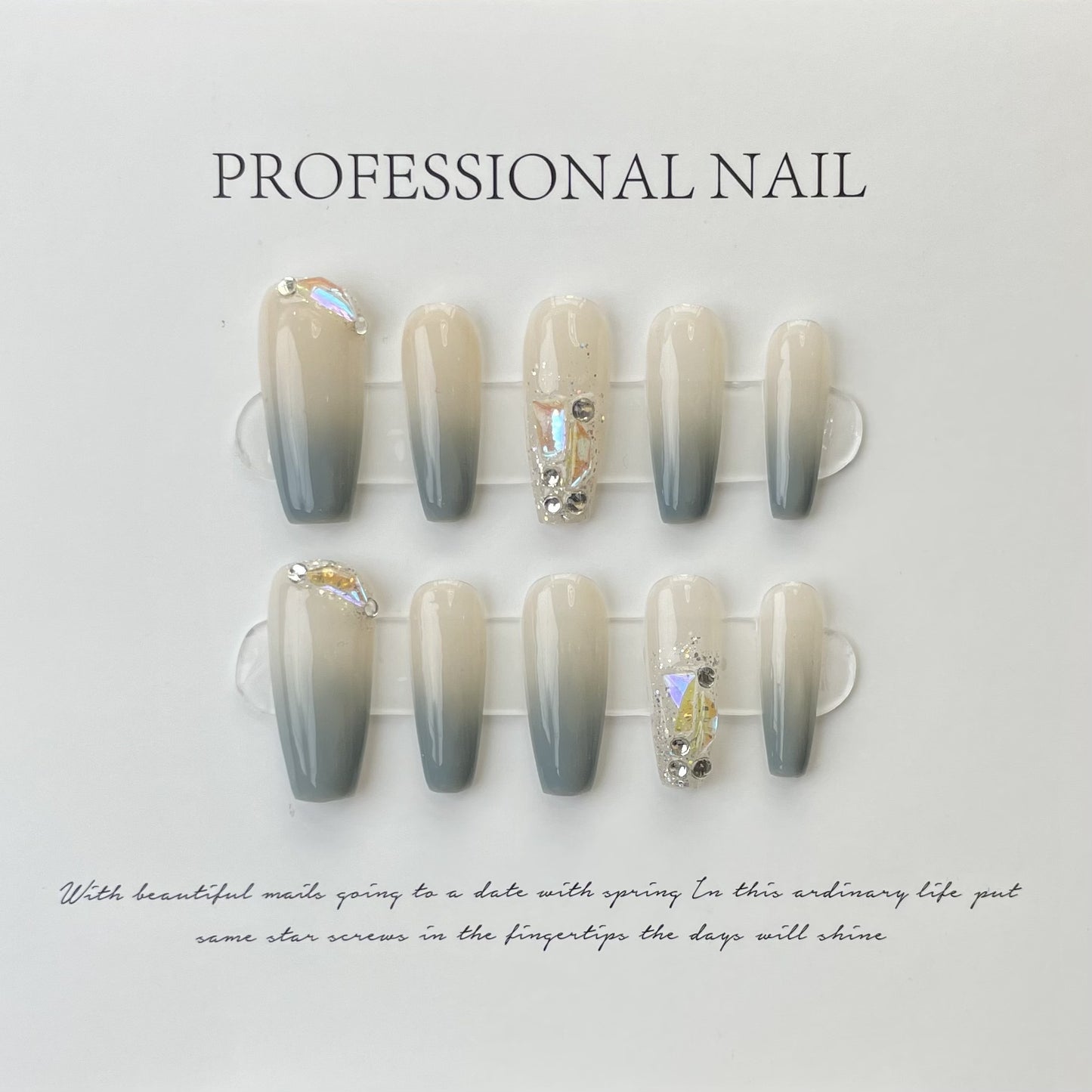 (reusable nail)Handmade Armor Wearing Fantasy Empress Dowager Xi, Silver White Silver Sparkling Spicy Girl Nail Beauty, European and American Cross border Foreign Trade, Long Pointed Nail
