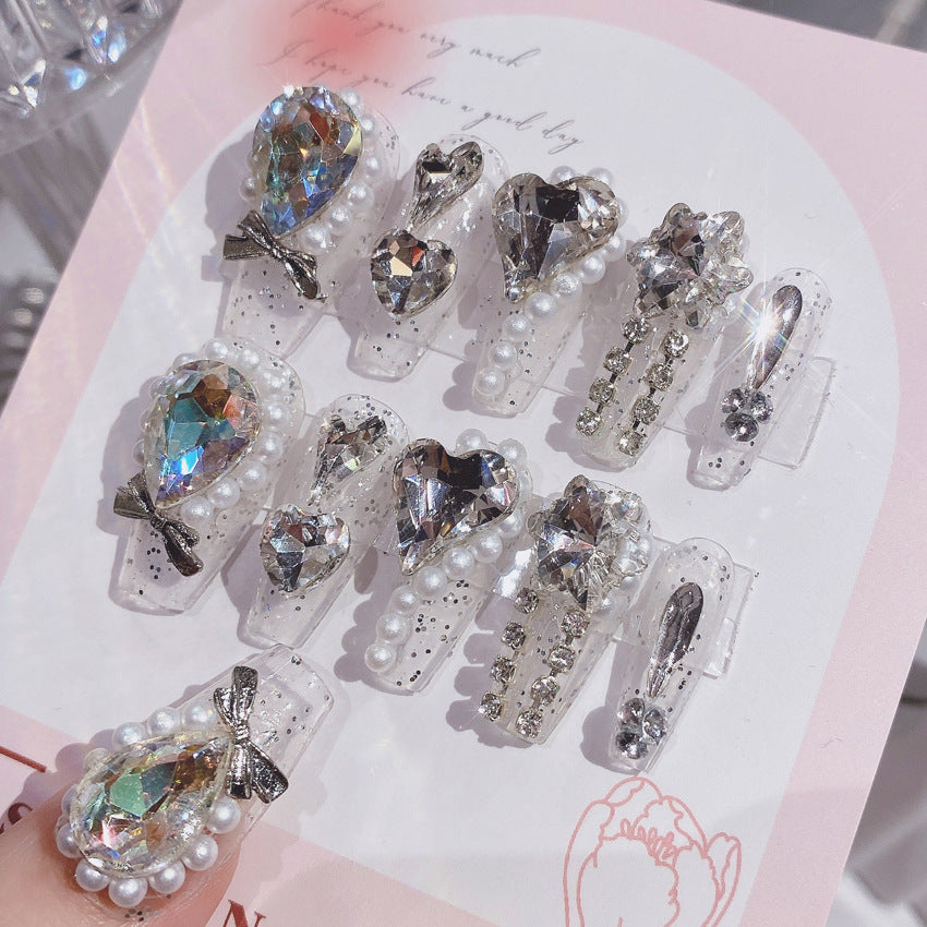 Fashion  nail Handmade Manicure Wear Nail Ins Advanced Pure Desire Wind Rhinestone Nail Patch Wear Nail Diamond Nail Stickers U9