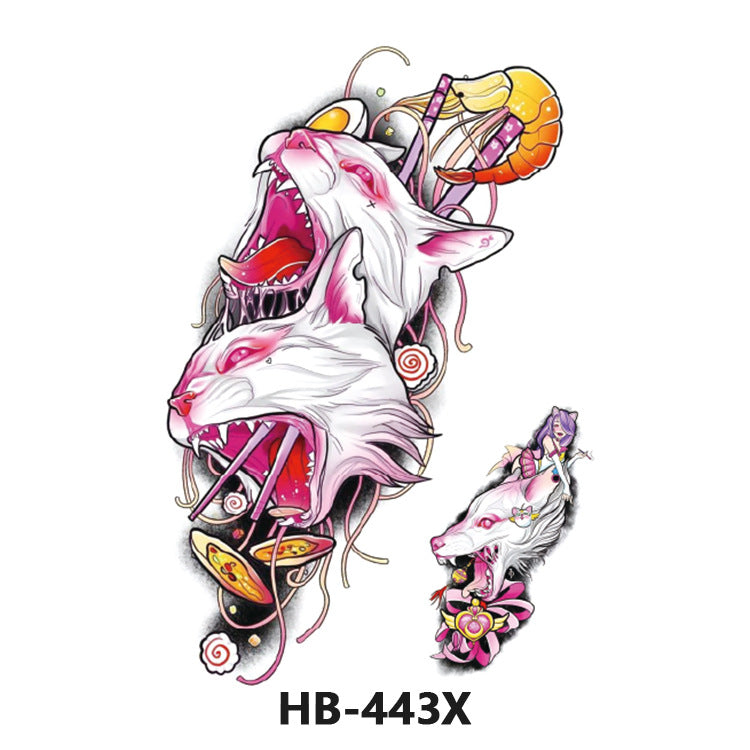 Free shipping Tattoo In Stock Cross-Border Factory Wholesale New Half Sleeve Tattoo Sticker Black Animal Skull Waterproof Tattoo Men and Women Tattoo