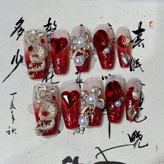 (Hand-Made Nail) Polo Wear Armor 2024 New Dragon Year Daji New Year New Year New Year Battle Armor Nail Patch