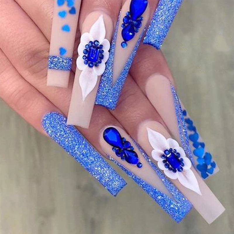 (Hand made nail) Kardashian, European and American Spicy Girl, Little Red Book, Dark Super Long, Internet Celebrity Cross border Nail Art, Detachable and Reusable Nail