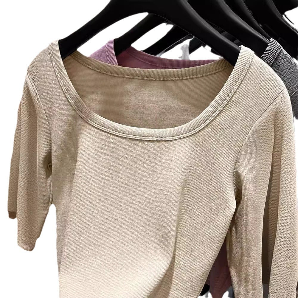 Dopamine tops Free shipping Tattoo Dopamine Wear Pumpkin Orange Shoulder Long Sleeve T-Shirt Women's Early Autumn Spice Girl Slim Short Square Neck Bottom Shirt Top