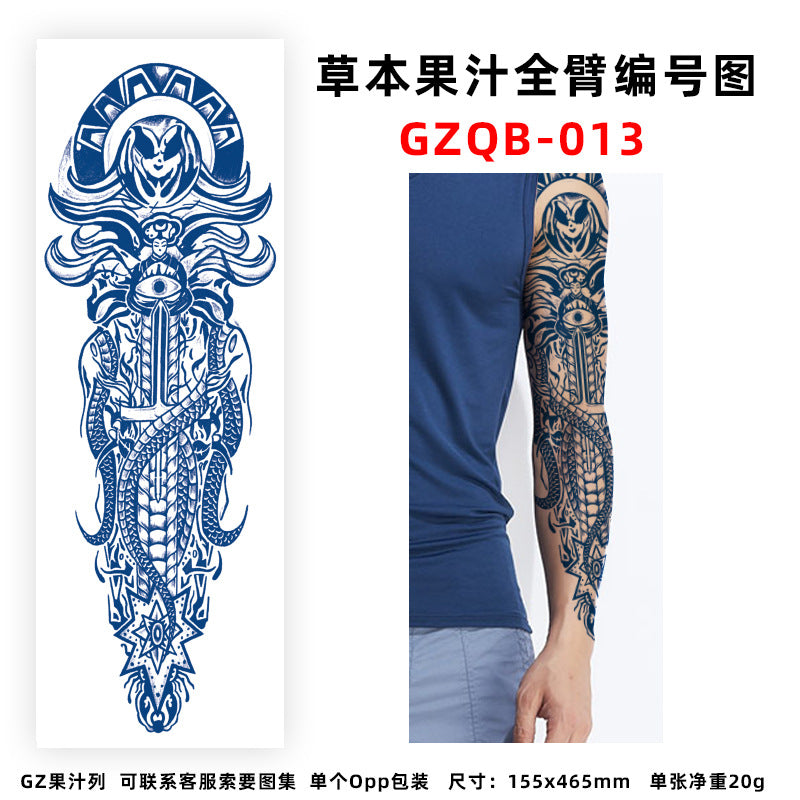 Free shipping Tattoo Factory in Stock Wholesale Herbal Juice Full Arm Tattoo Sticker Waterproof Sweat-Proof Imitation Tattoo Semi Permanent Tattoo Sticker