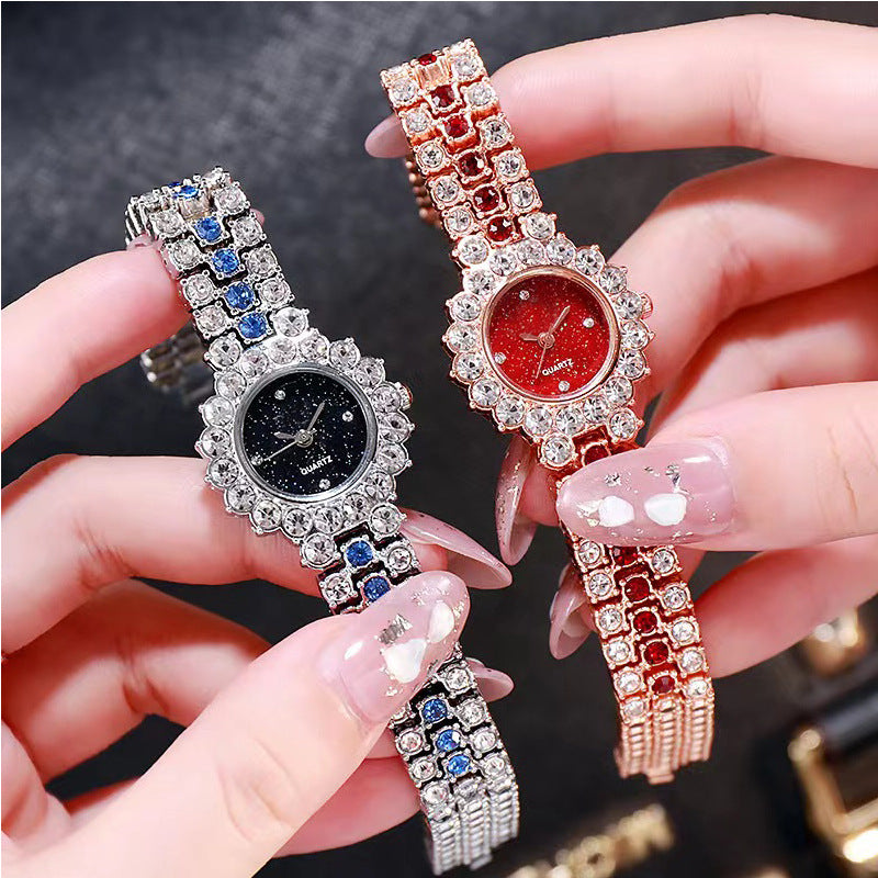 Fashion women's watchStarry round Cross-Border E-Commerce Gem Series Small Green Watch Women's Watch Bracelet Watch Starry Sky Plate Trending on TikTok Pack