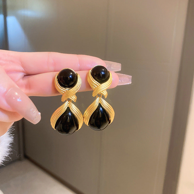 首饰耳环925银针中古珍珠爱心耳环宫廷风复古高级感耳钉个性气质耳饰批发