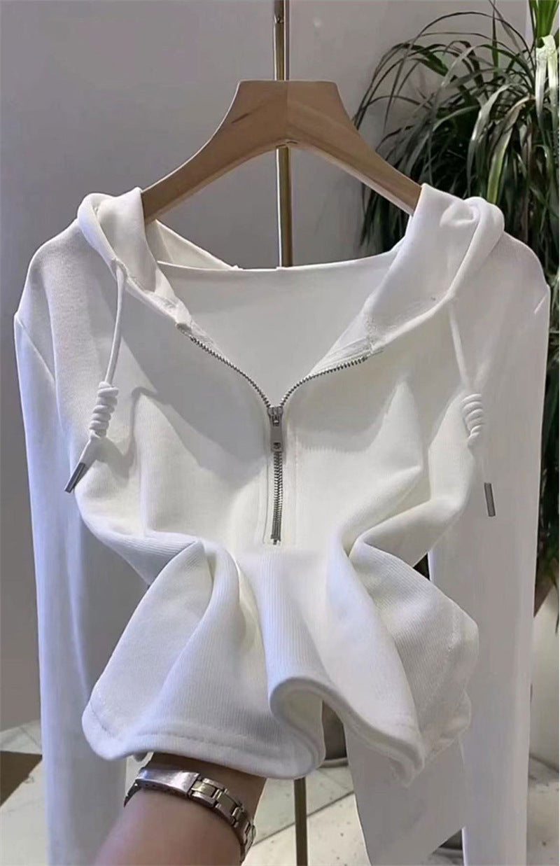 Fashion women's wear Irregular Solid Color Hooded Sweater for Women 2023 Autumn New Fashionable Long Sleeve T-shirt Women's Bottoming Shirt Top Ins Fashion