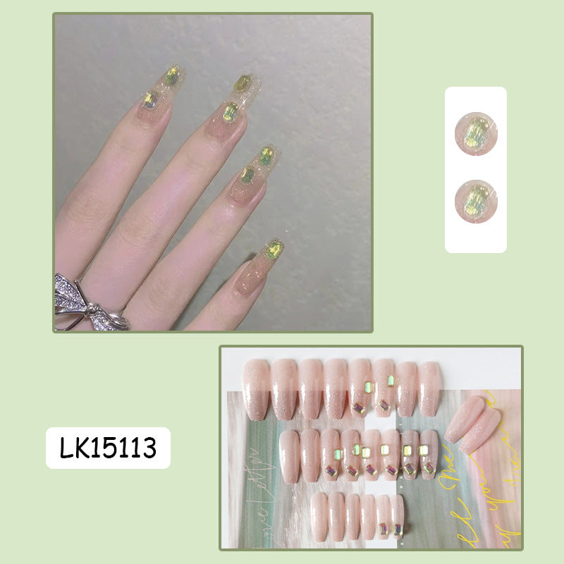 堆堆钻蝴蝶结美甲贴片极光穿戴甲假指甲美甲成品指甲贴片批发甲片