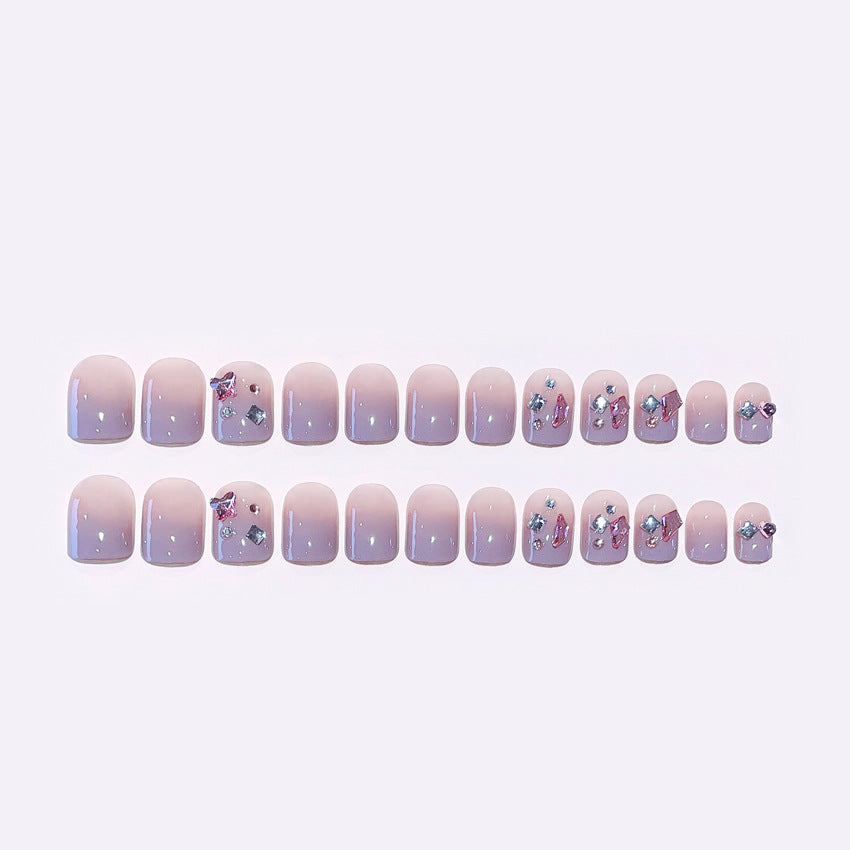 Fashion  nail Wear Nail Wholesale Internet Hot Diamond in the Debris Glitter Wear Nail Beauty Nail Polish Finished Product Nail Patch Jelly A31