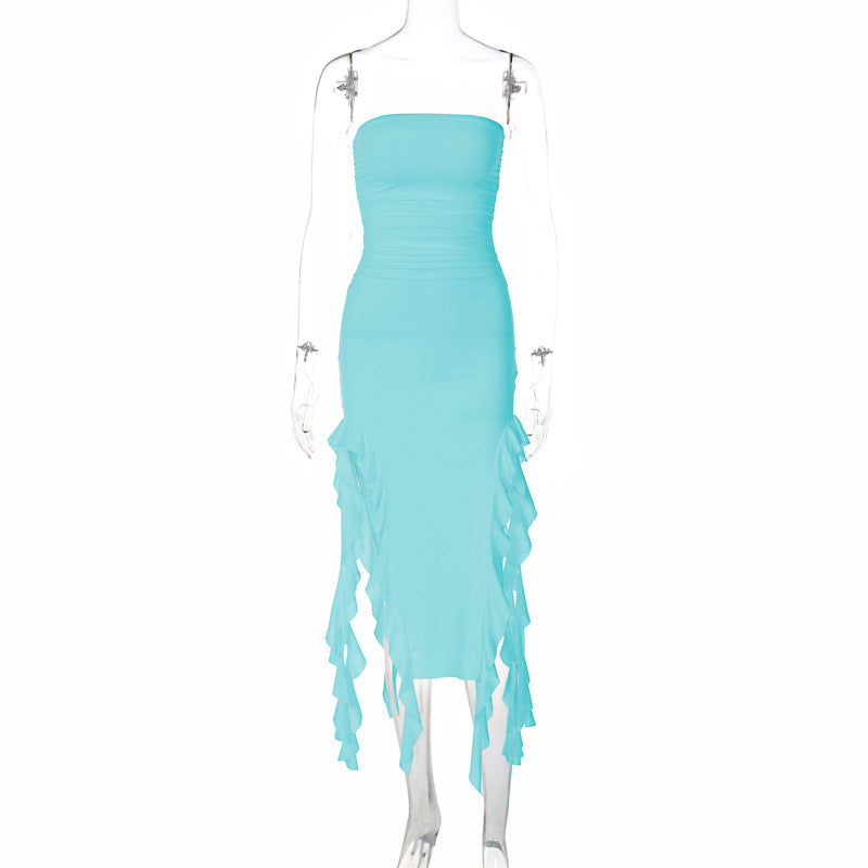 Free shipping   new fashion sexy personality chest wrapping irregular dress foreign trade wholesale tops