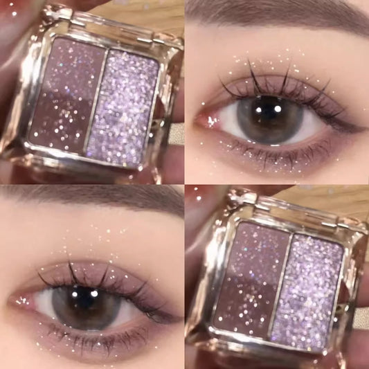 Small and exquisite eyeshadow tray three colors pearlescent matte fine Earth Shine fairy eyeshadow