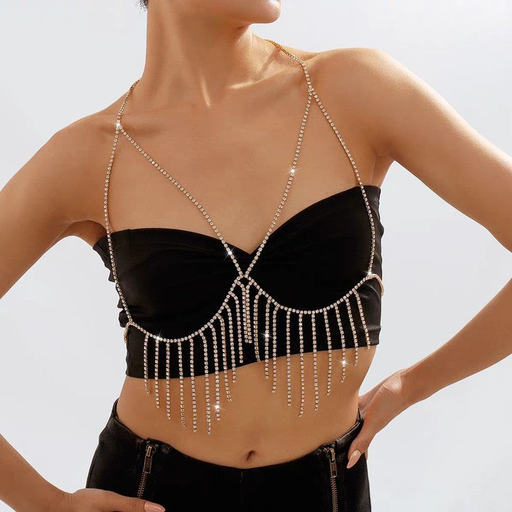 珠宝首饰胸链身体链欧美bodychain性感比基尼bikini立体后背链露背装配饰