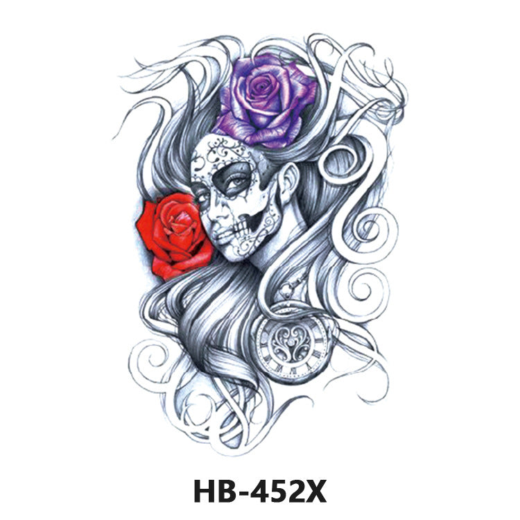 Free shipping Tattoo In Stock Cross-Border Factory Wholesale New Half Sleeve Tattoo Sticker Black Animal Skull Waterproof Tattoo Men and Women Tattoo