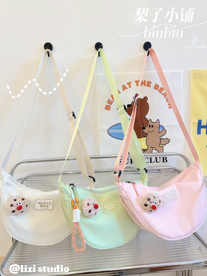 Dopamine Bag Free shipping Tattoo Crescent bag Crossbody bag Women's dopamine niche design Nylon cloth dumpling bag Wide shoulder strap Casual shoulder bag
