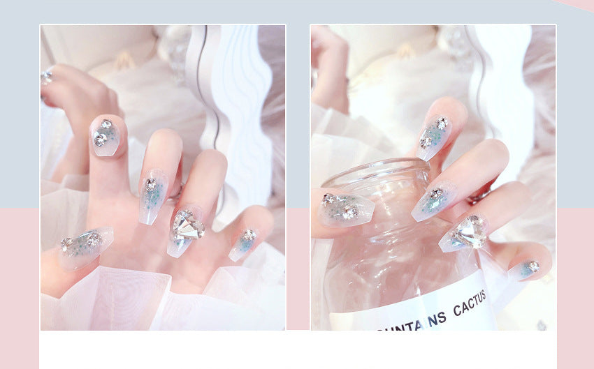 Fashion  nail Pure Desire Nail Beauty Piece Fake Nail Patch Wear Nail Finished Product Nail Tip Nail Tip Rhinestone Love Nail Stickers Remove Nail X72