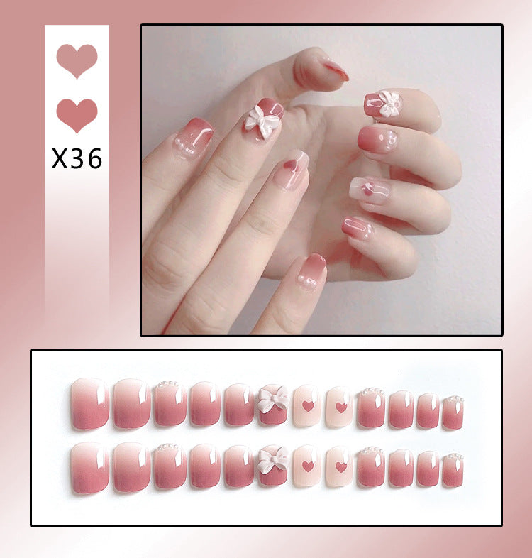 Fashion  nail Handmade Wear Nail Wholesale Internet Hot Diamond in the Debris Butterfly Glitter Nail Tips Finished Product Nail Patch Jelly Glue