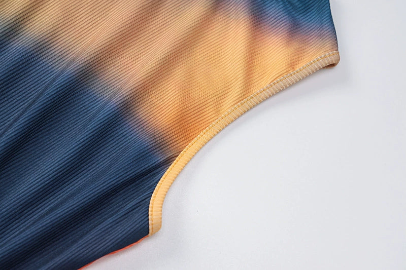 Fashion women's wear European and American Ins Star Tie-Dye Design Sleeveless Dress Summer New Hot Girl Sheath Split Dress Fashion
