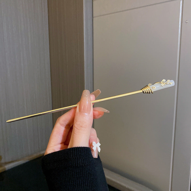 头饰发簪新中式花朵树枝珍珠发簪气质文艺范发钗小清新个性中国风发饰批发