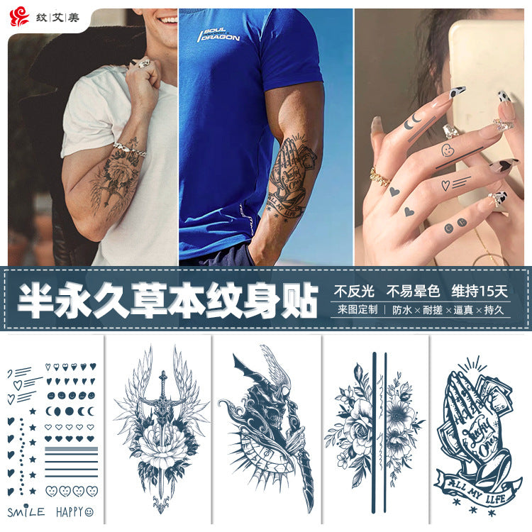 Free shipping Tattoo Juice Tattoo Sticker Herb Semi-Permanent Tattoo Sticker Tattoo Sticker Paper Waterproof Sweat-Proof Lasting in Stock Wholesale