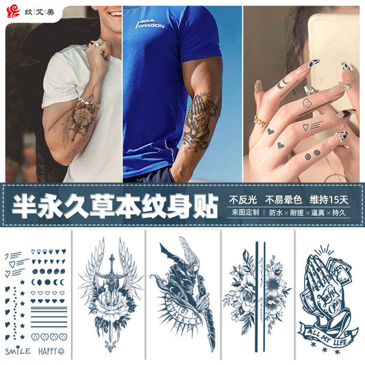 Free shipping Tattoo Juice Tattoo Sticker Herb Semi-Permanent Tattoo Sticker Tattoo Sticker Paper Waterproof Sweat-Proof Lasting in Stock Wholesale
