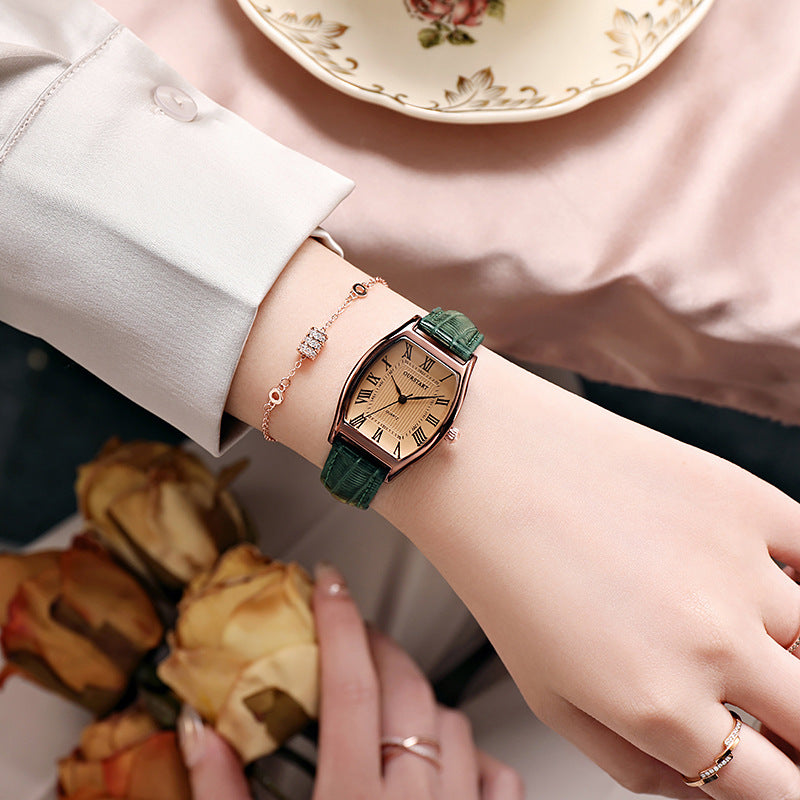Fashion women's watchFactory Direct Sales Retro Watch Women's Wholesale Hot Cross-Border Live Broadcast Tonneau Quartz Belt Watch Women's Watch