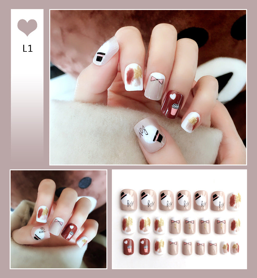 Fashion  nail Internet Celebrity Fake Nail Patch Wear Armor Finished Product Nail Tip Nail Stickers Disassembly Nail Patch Female Removable Nail Stickers