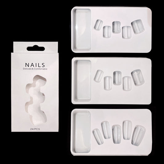 Fashion  nail Wear a Packing Box White Cardboard Nail Tips Box Wholesale New Fake Nails Paper Box Blister Packaging