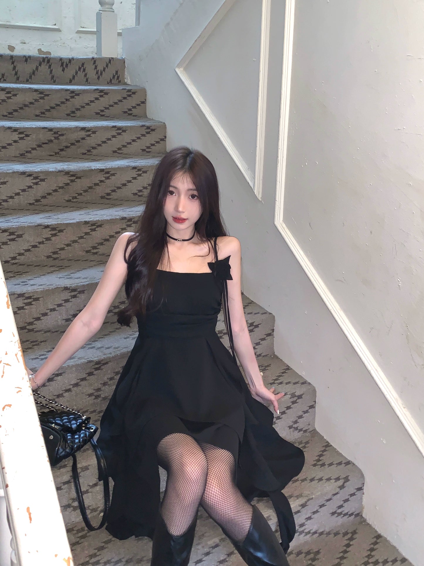 Fashion women's wear plus Size Women's Clothing Black Camisole Dress Women's Summer Sexy Skirt Plump Girls Covering Belly Thin Irregular A- line Skirt