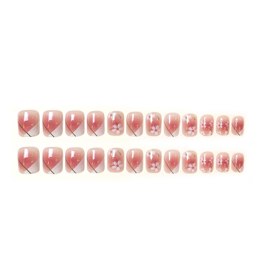 Fashion  nail Little Flower White Edge Wear Armor Nail Patch Nail Sticker Nail Stickers Fake Nails Wearable Nail Stickers A11