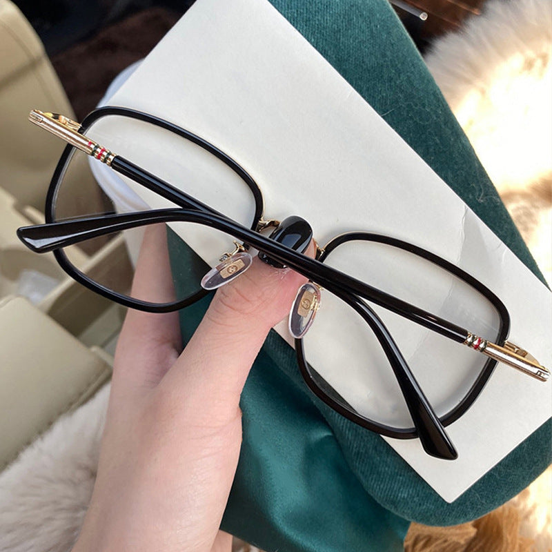 Women's fashion glasses 2024 女士防紫外线大脸显瘦无框水钻墨镜女ins韩版潮