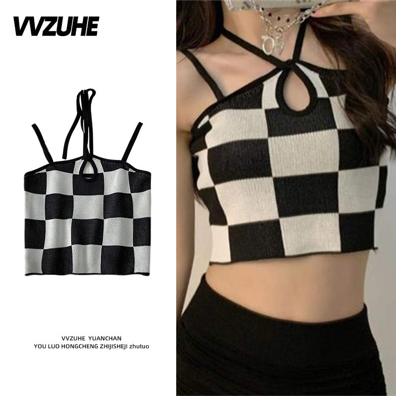Dopamine tops Free shipping Tattoo Pink Dopamine Wear Seaside Small Suspender Female Sexy Neck Wear Vest Sweet Spicy Thai Top Spice Girl Summer