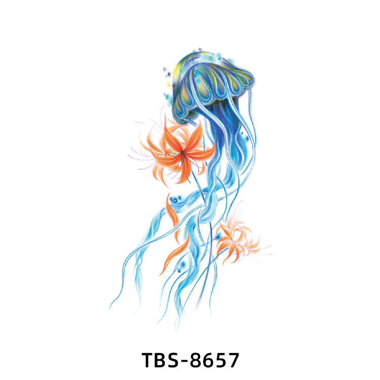Free shipping Tattoo Small Full Arm Waterproof Sweatproof Tattoo Sticker Animal Color Half Sleeve Flower Arm Long-Lasting Cross-Border European and American Tattoo Sticker Paper Tattoo