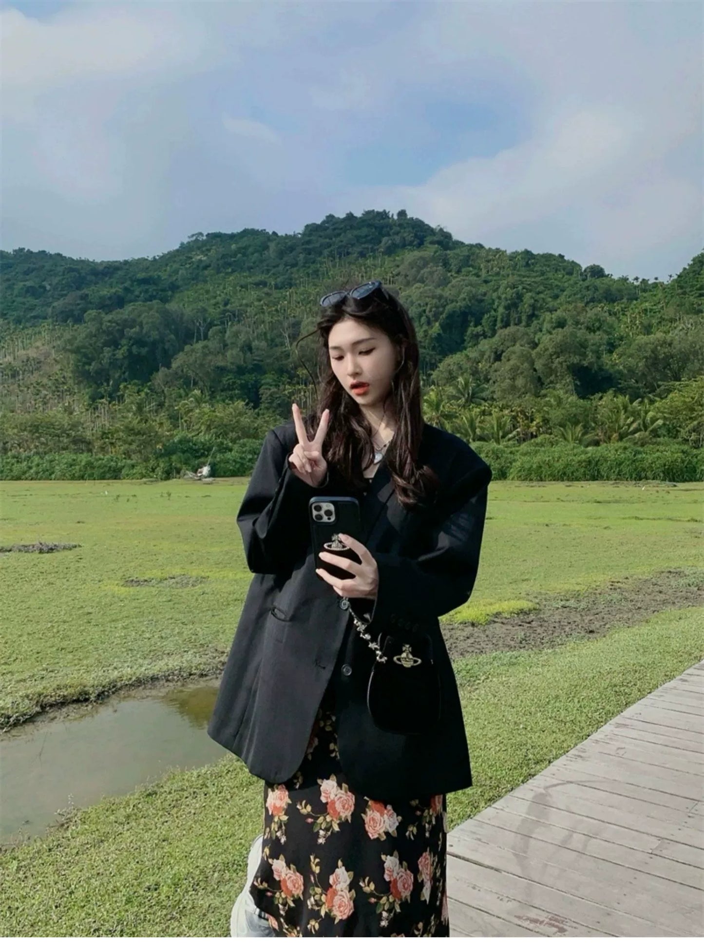 Fashion women's wear Tea Break French Floral Strap Dress Women's Summer Small Flounced Sleeve Tight Waist Fishtail Hip Skirt Seaside Holiday Beach Skirt